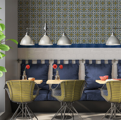Sintra 4 Square 1/2 Glazed Ceramic Tile 6×6 (TL80132) Delphinium Crackled Vienna Ceramic Wall Decos 4×8 (WST09146) Royal White Glossy Hexagon 5 Ceramic Tile 5 (DC00259)