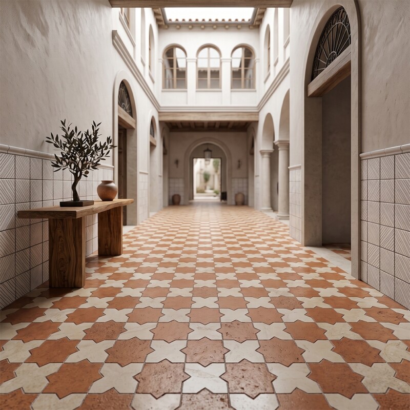 Diana Royal, Rustic Terracotta Honed Crocelle Marble Mosaics 11 11/16x 11 11/16
