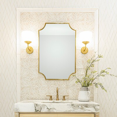 Vintage Linen Manorca Glossy Ceramic Tile 6×6 (TL80358) Royal White Glossy Chevron Ceramic Tile 2×6 (DC00271)