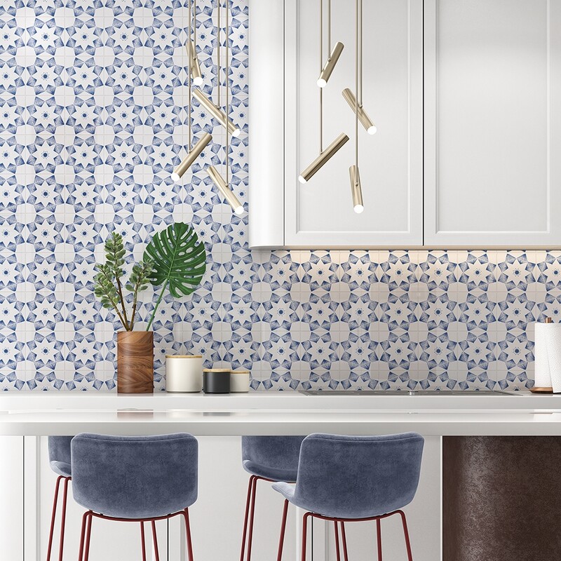 Blue Diamonds Glossy Ceramic Tiles 6×6