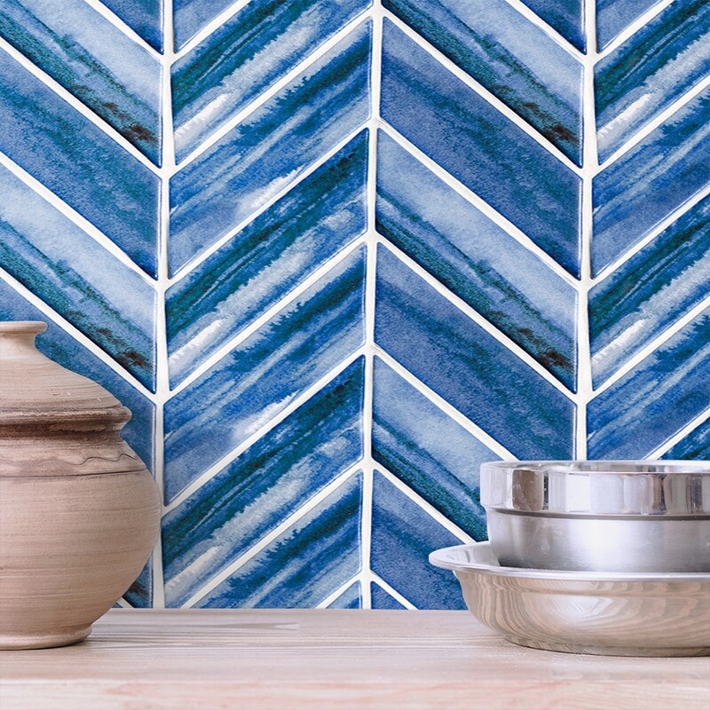 Mist Matte Chevron Ceramic Tiles 2×6