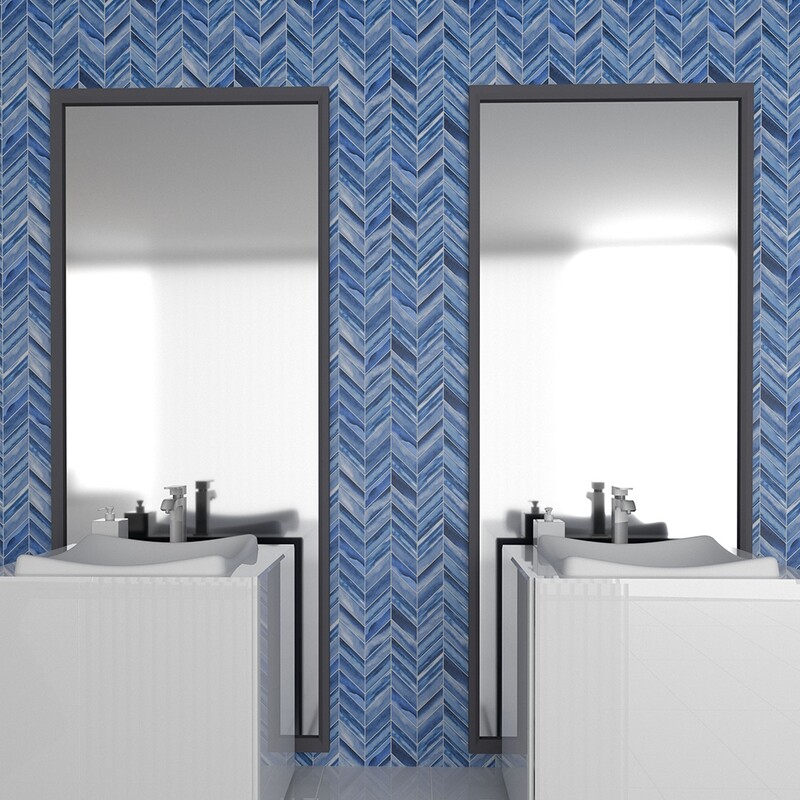 Mist Matte Chevron Ceramic Tiles 2×6