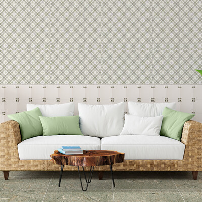 Midori Matte Shippo Ceramic Tile 6×6 (TL80512) Garden Blanc Glazed Ceramic Tile 6×6 (WLV20299) Miradouro Classic Glossy Pencil Trim Ceramic Moldings 5/8×6 (ML80064)