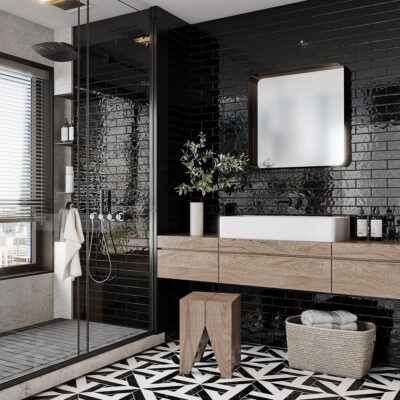 Black Glossy Ceramic Tile 2 1/4×7 7/8 (TL80565)