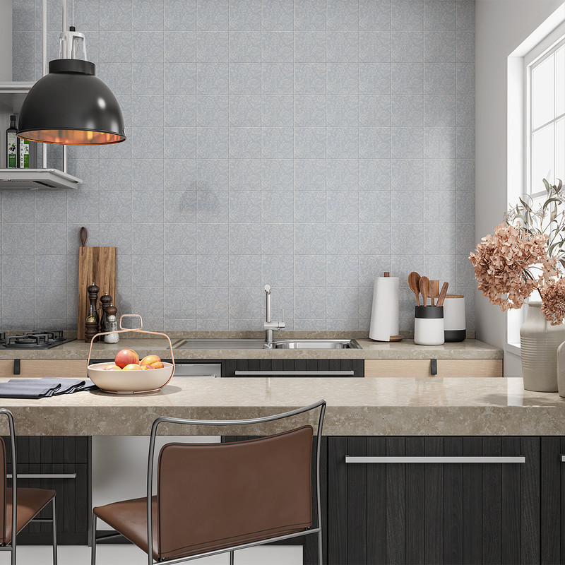 Hampton Court Sky, Royal White Glossy Rokeby Road Glazed Terracotta Tiles 6×6