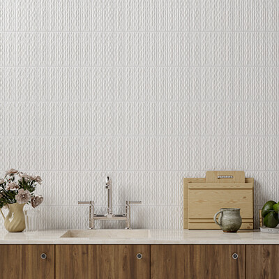 Royal White Glossy Rivulet Thin Brick Tile 2 1/4×7 7/8 (TL80812)