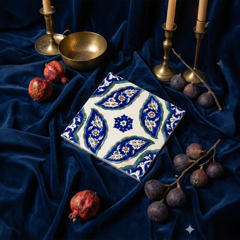 Damask Glossy Ceramic Tiles 8×8
