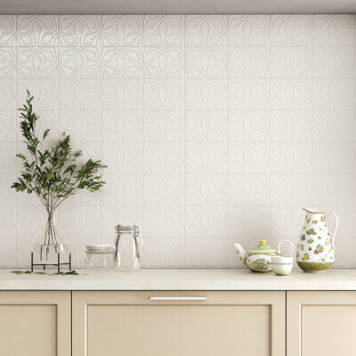 Autumn White Glossy Tioma Ceramic Accent Tiles 6×8 (TL80867)