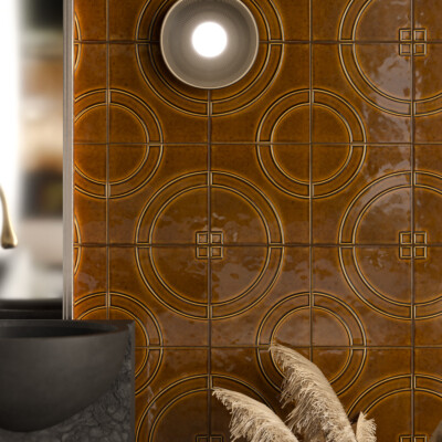 Creamy Leather Glossy Manukie Ceramic Accent Tiles 8×8 (TL80893)