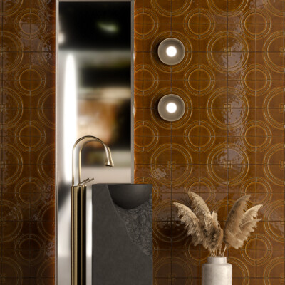 Creamy Leather Glossy Manukie Ceramic Accent Tiles 8×8 (TL80893)