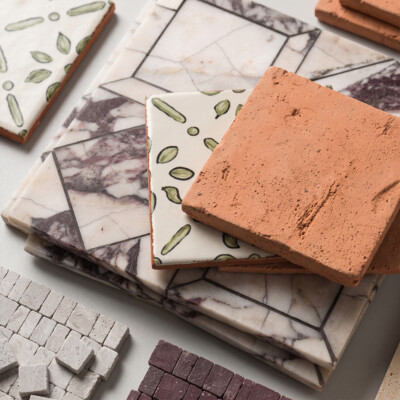 Abode Matte Glazed Terracotta Tiles 6×6 (TL80915) Silver Shadow Honed Scarpa Rough Cut Marble Mosaics (MS02844) Red Bordeaux Honed Scarpa Rough Cut Marble Mosaics (MS02843) Cotto Med Natural Square Terracotta Tiles 6×6 (TL90883) Calacatta Viola Honed Palazzo Li Antica Marble Mosaics 12×12 (MS60016) Room Scene Image
