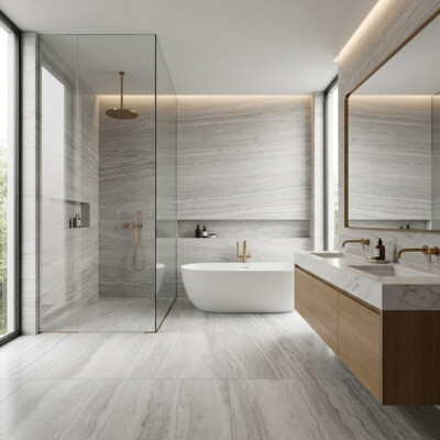 Haisa Light Honed Marble Tiles 12×24 (TL90650) Room Scene Image