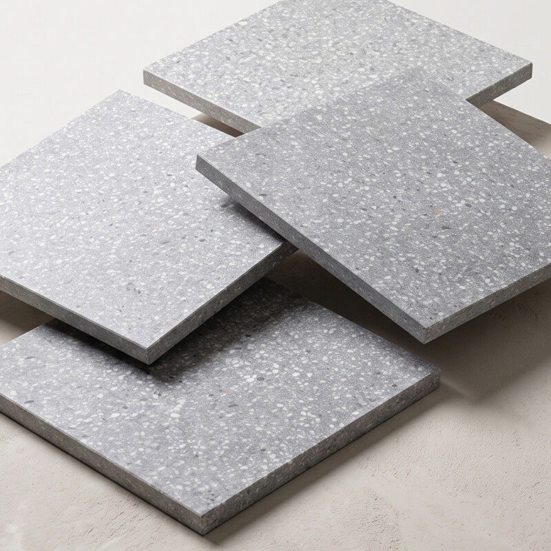Steel Honed Terrazzo Tiles 24×24