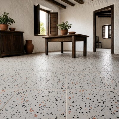 Nougat Honed Terrazzo Tiles 24×24 (TL91211) Room Scene Image