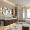 Aspen White, Calacatta Picasso Honed Checkerboard Pattern Marble Tiles 18×18