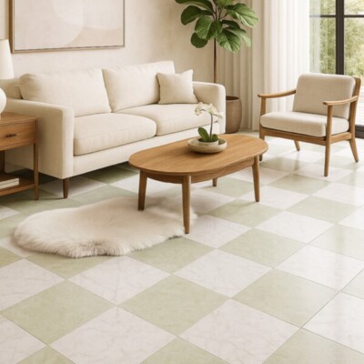Carrara C Select, Ming Green Polished Checkerboard Pattern Marble Bundle 12×12 (TL91530) Room Scene Image