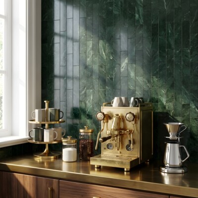 Verde Lucia Honed Marble Tiles 3×12 (TL91614) Room Scene Image