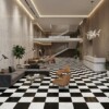 Black, Calacatta Bella Honed Checkerboard Pattern Marble Tiles 12×12