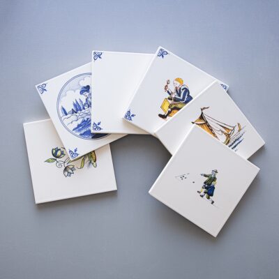 Country Scene In Circle Glazed Ceramic Tile 6×6 (WAM90004) Flowers Glazed Ceramic Tile 6×6 (WAM90014)