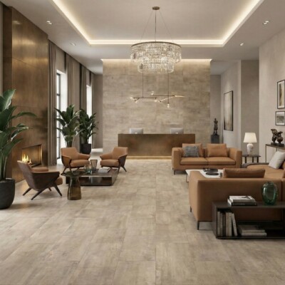 Runway Delight Honed Concrete Look Porcelain Tiles 12×24 (WIS12086) Room Scene Image