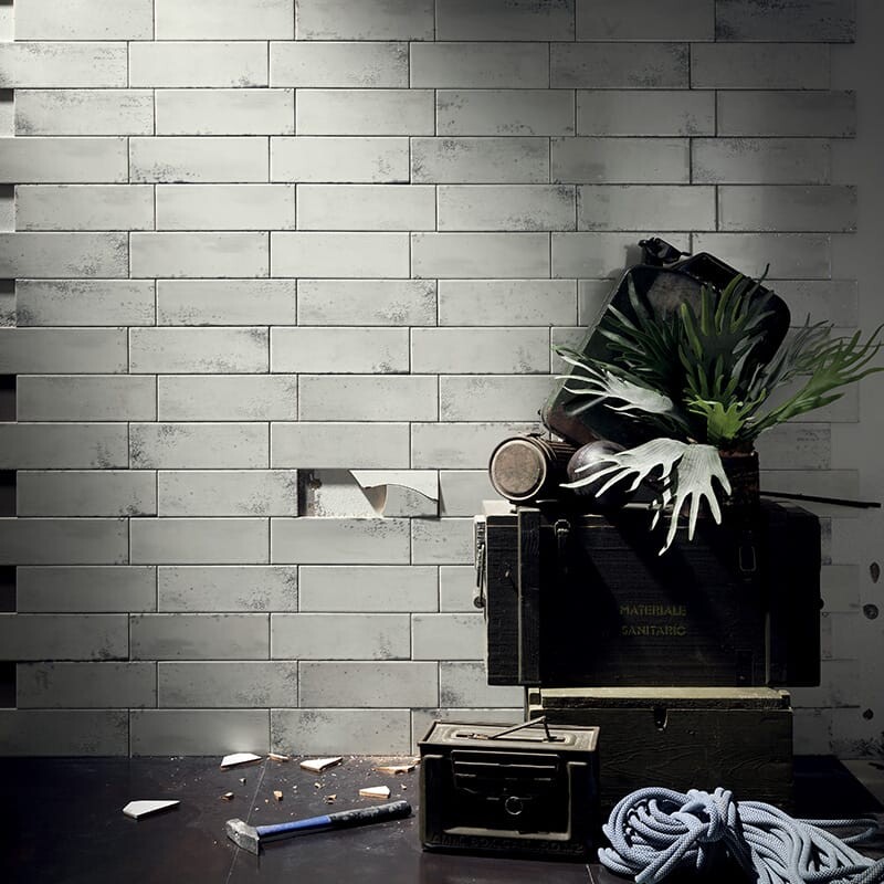 Rust Drip Blue Textured Ceramic Accent Tiles 4×12