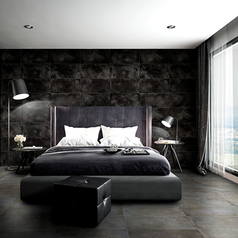 London Black Honed Concrete Look Porcelain Tiles 12×24
