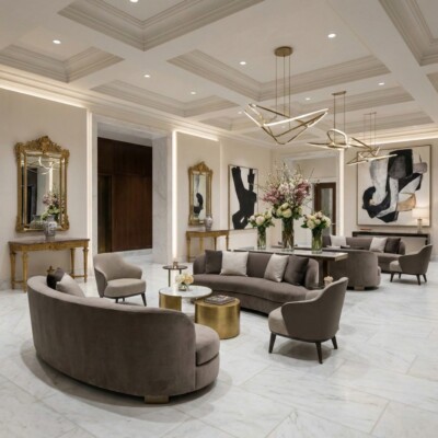 Crystal White Polished Marble Look Porcelain Tiles 12×24 (WLE00017) Room Scene Image