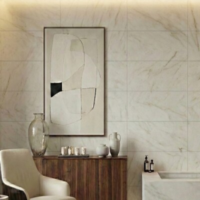 Crystal White Polished Marble Look Porcelain Tiles 12×24 (WLE00017) Room Scene Image