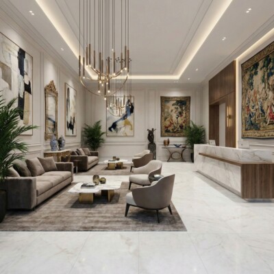 Crystal White Polished Marble Look Porcelain Tiles 12×24 (WLE00017) Room Scene Image