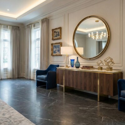Gray Stone Matte Marble Look Porcelain Tiles 12×24 (WLE00124) Room Scene Image