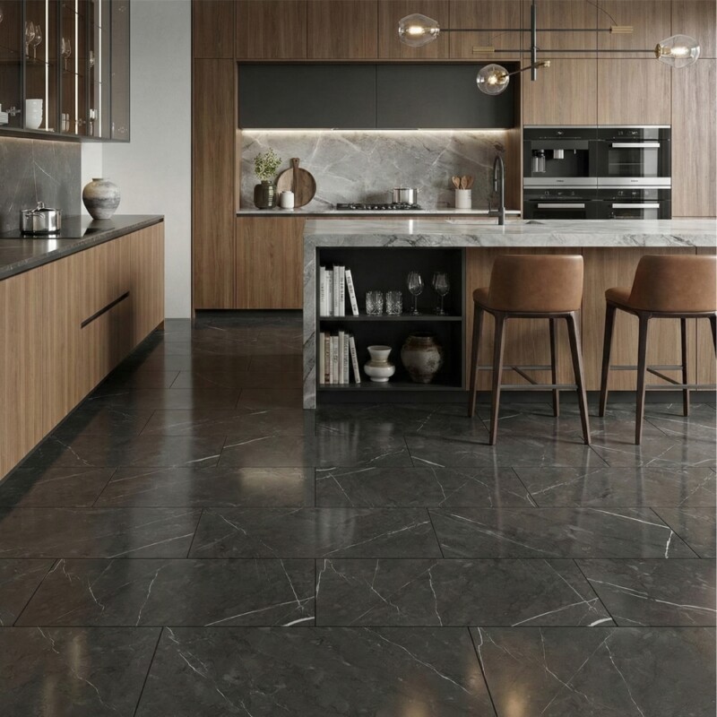 Gray Stone Matte Marble Look Porcelain Tiles 12×24