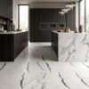 Azulejos de porcelana con apariencia de mármol mate Bianco Statuario 12 × 24