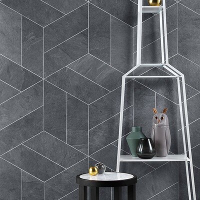 Gray Flow Matte Gramma 66 Sx Stone Look Porcelain Accent Tiles 15 7/16×7 43/64