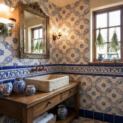 Casal Blue Glazed Ceramic Tiles 6×6 (WLV20502) Room Scene Image