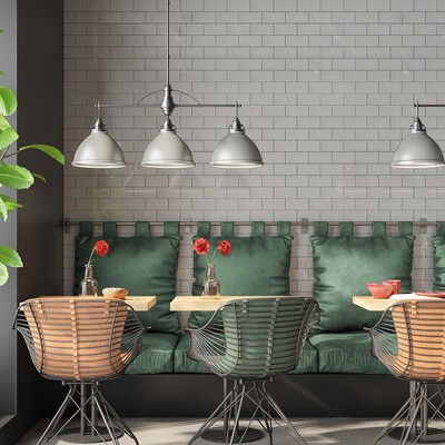 Marginal White Polished 3×6 Brick Staggered Marble Look Porcelain Mosaic 12×12 (WQA10018)