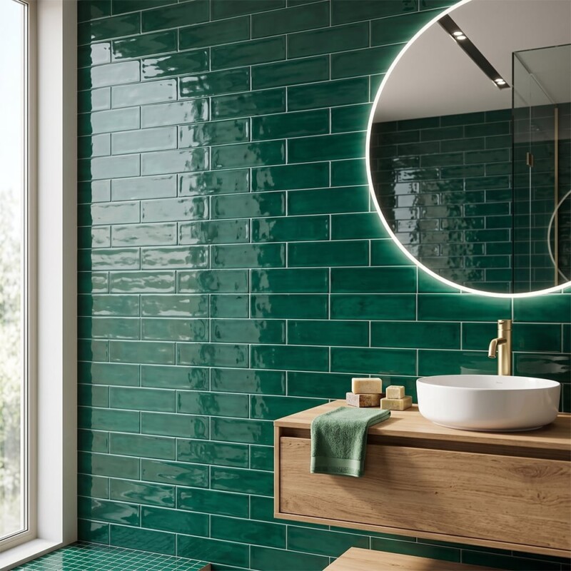 Roca Flow Living Green Polished Ceramic Tiles 3×12