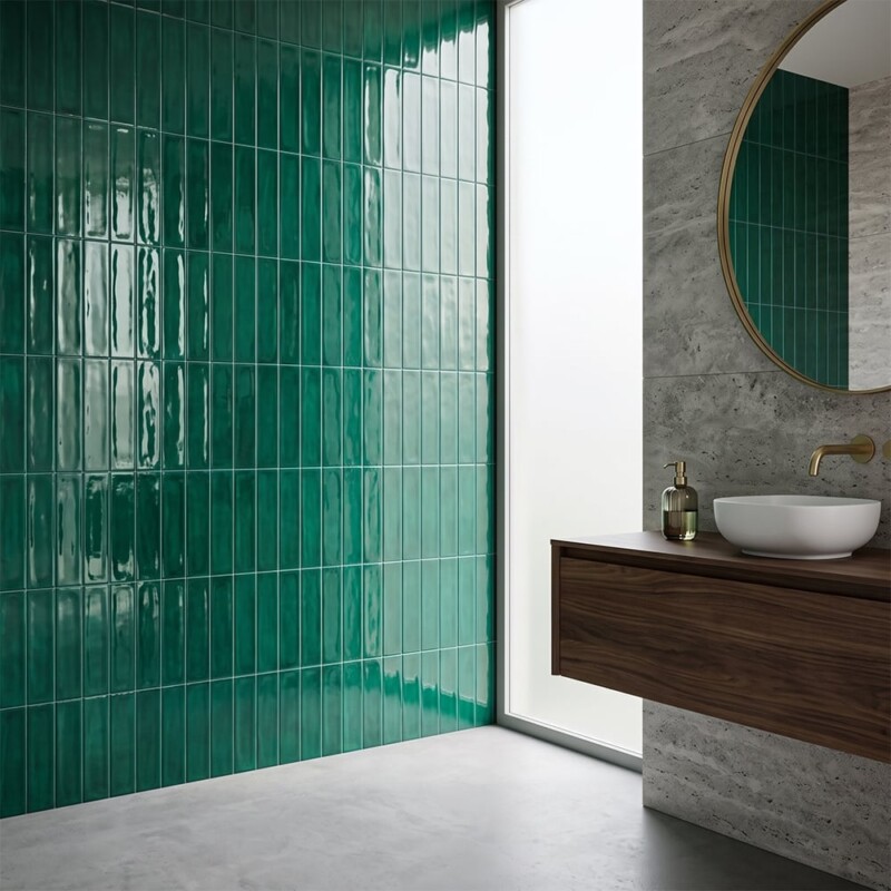 Roca Flow Living Green Polished Ceramic Tiles 3×12