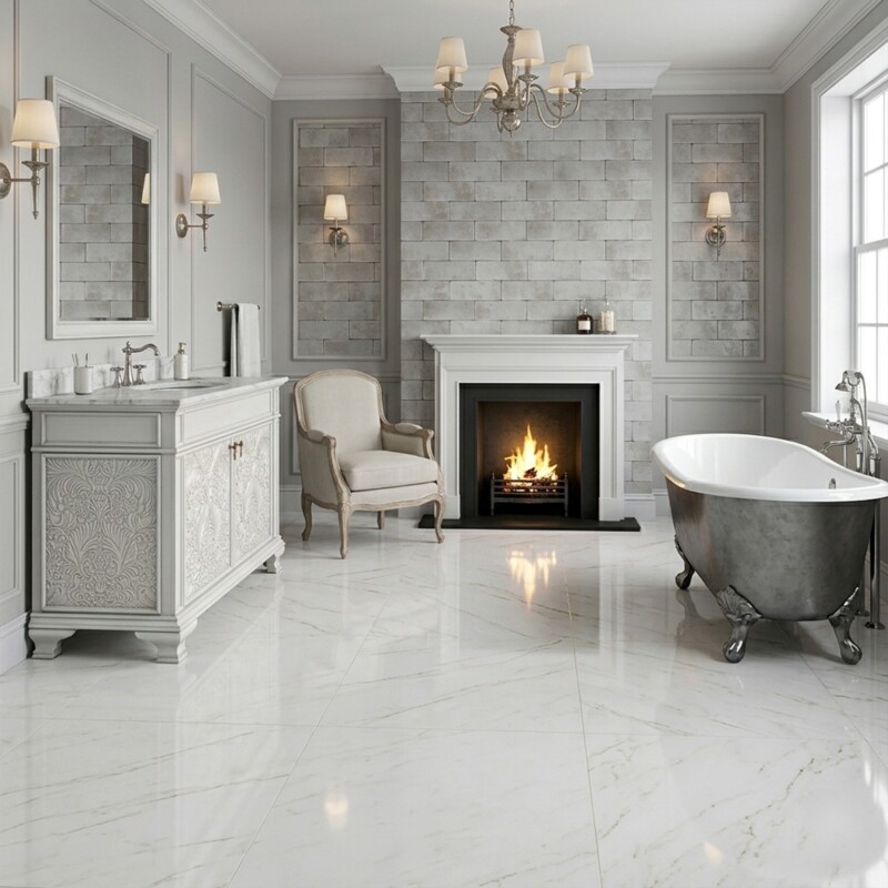 Brushed Aluminum Baroque Bathroom Vanities 47 1/2×21 1/2