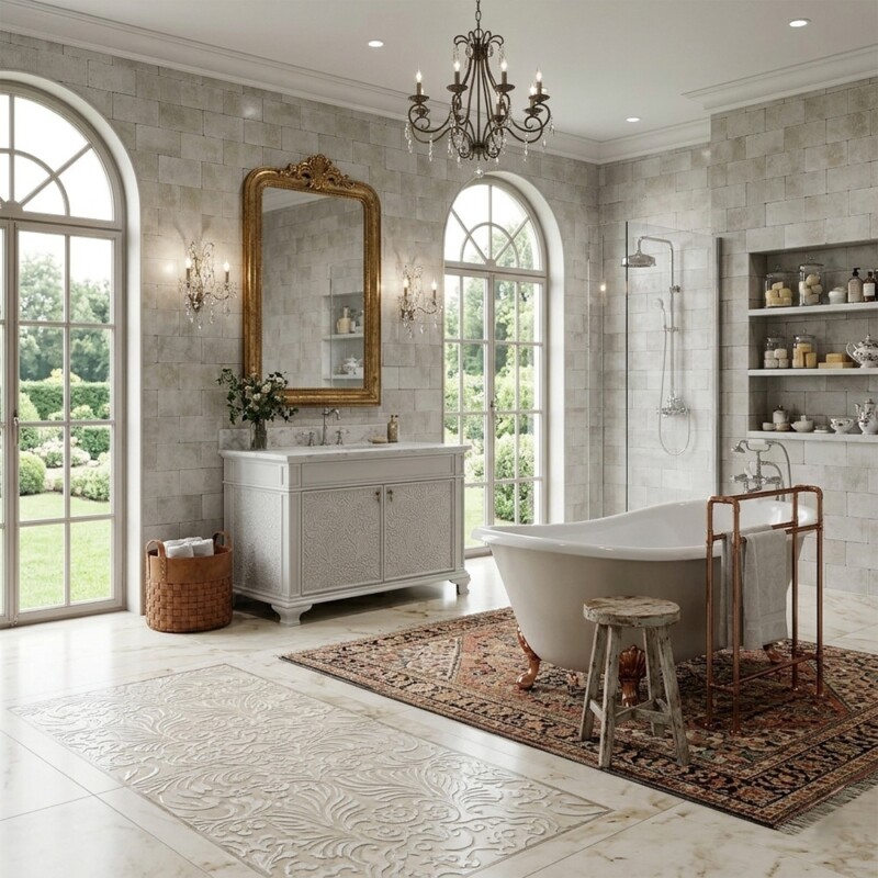 Brushed Aluminum Baroque Bathroom Vanities 47 1/2×21 1/2