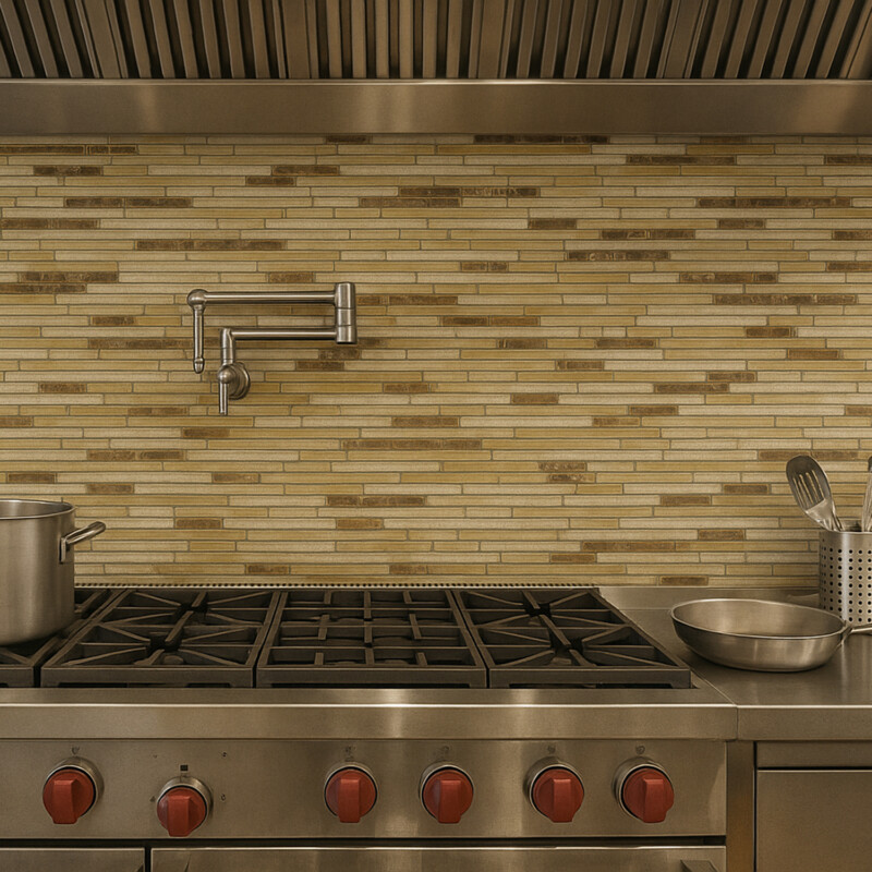 Caramelo Salado Glossy Liner Blend Glass Mosaics 12×12