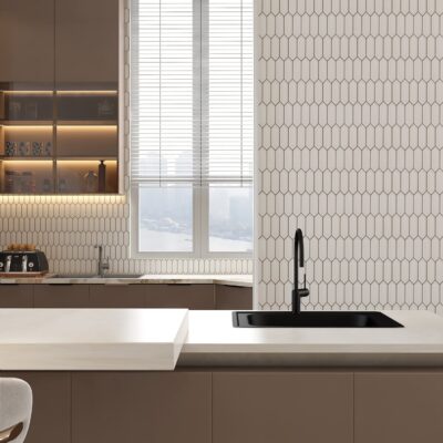Tulum White Glossy Reliefed Picket Ceramic Accent Tiles 2×6 (WST05164)