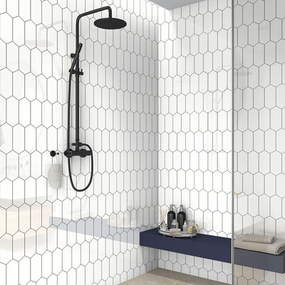 Tulum White Glossy Picket Ceramic Tile 3×6 (WST31164)