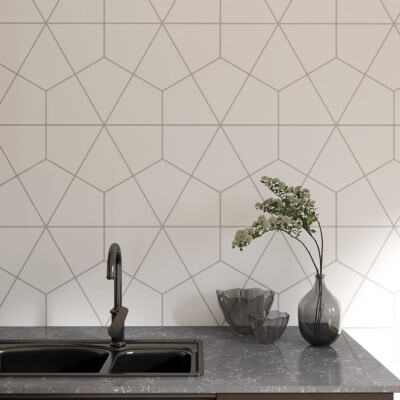 Tulum White Glossy Diamante Ceramic Tile 6×6 (WST34164)