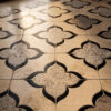 Black Matte, Ivory, Silverado Honed Azalea Waterjet Travertine Mosaics 13 3/16×13 3/16 (WUM01004)