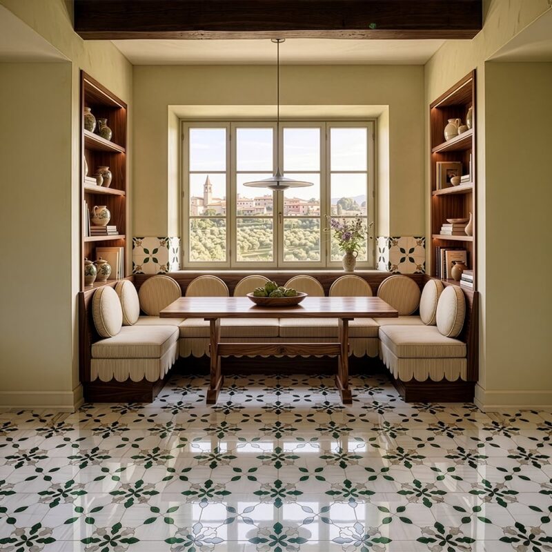 Calacatta Green, Snow White, Gunmetal Polished Esme Waterjet Marble Mosaics 13 3/4×13 3/4 (WUM06004)
