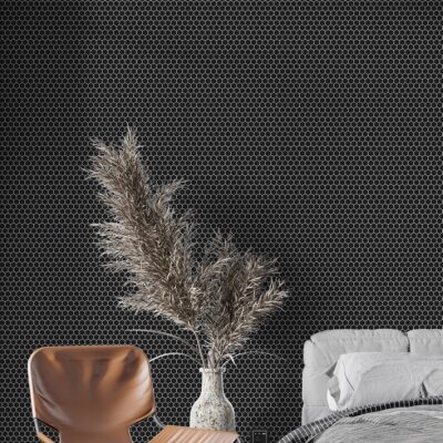 Black Matte Hexagon Ceramic Mosaic 12×12 (WVT00092)
