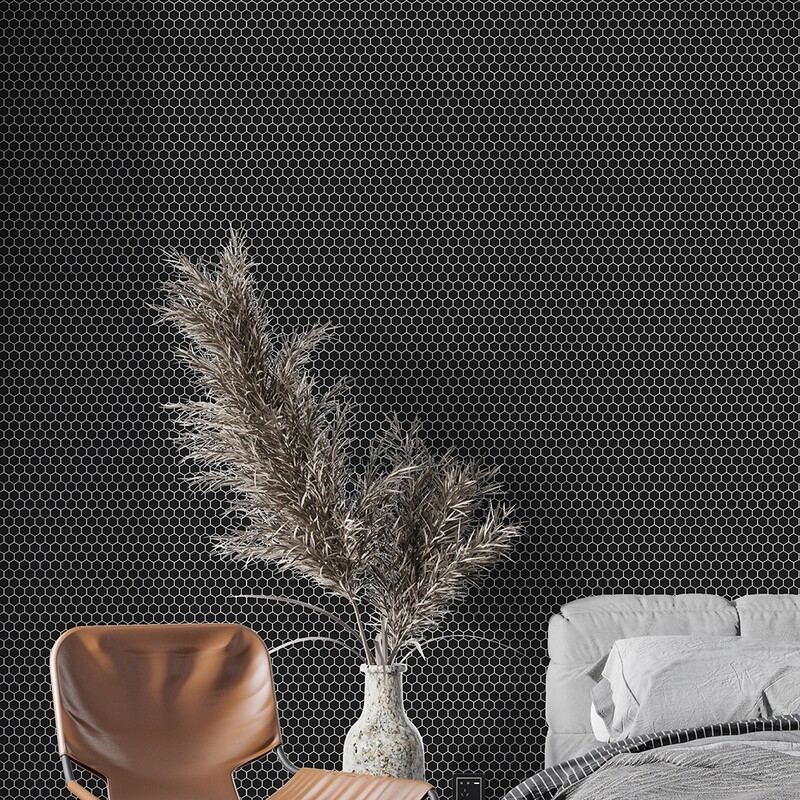 Black Matte Hexagon Ceramic Mosaics 12×12