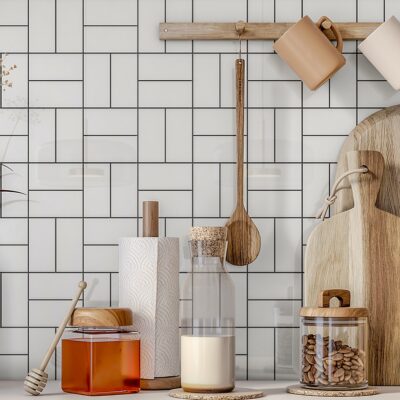 White Glossy Crosshatch Ceramic Mosaic 12×12 (WVT00104)
