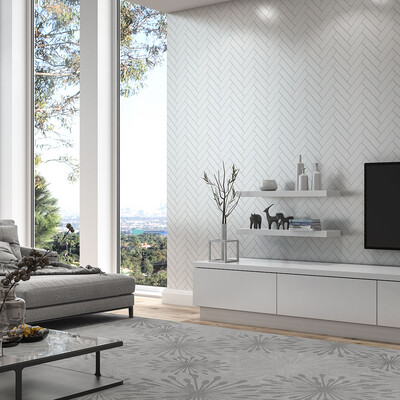 White Matte Herringbone Ceramic Mosaic 10×13 (WVT00139)