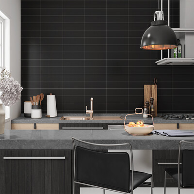 Black Matte Subway Ceramic Tile 4×12 (WVT00238)